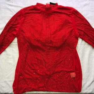 Red rhinestone glitz and glam jumpsuit